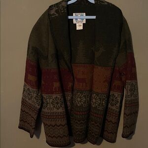 Vintage small unisex Wooded River Knit Sweater C1